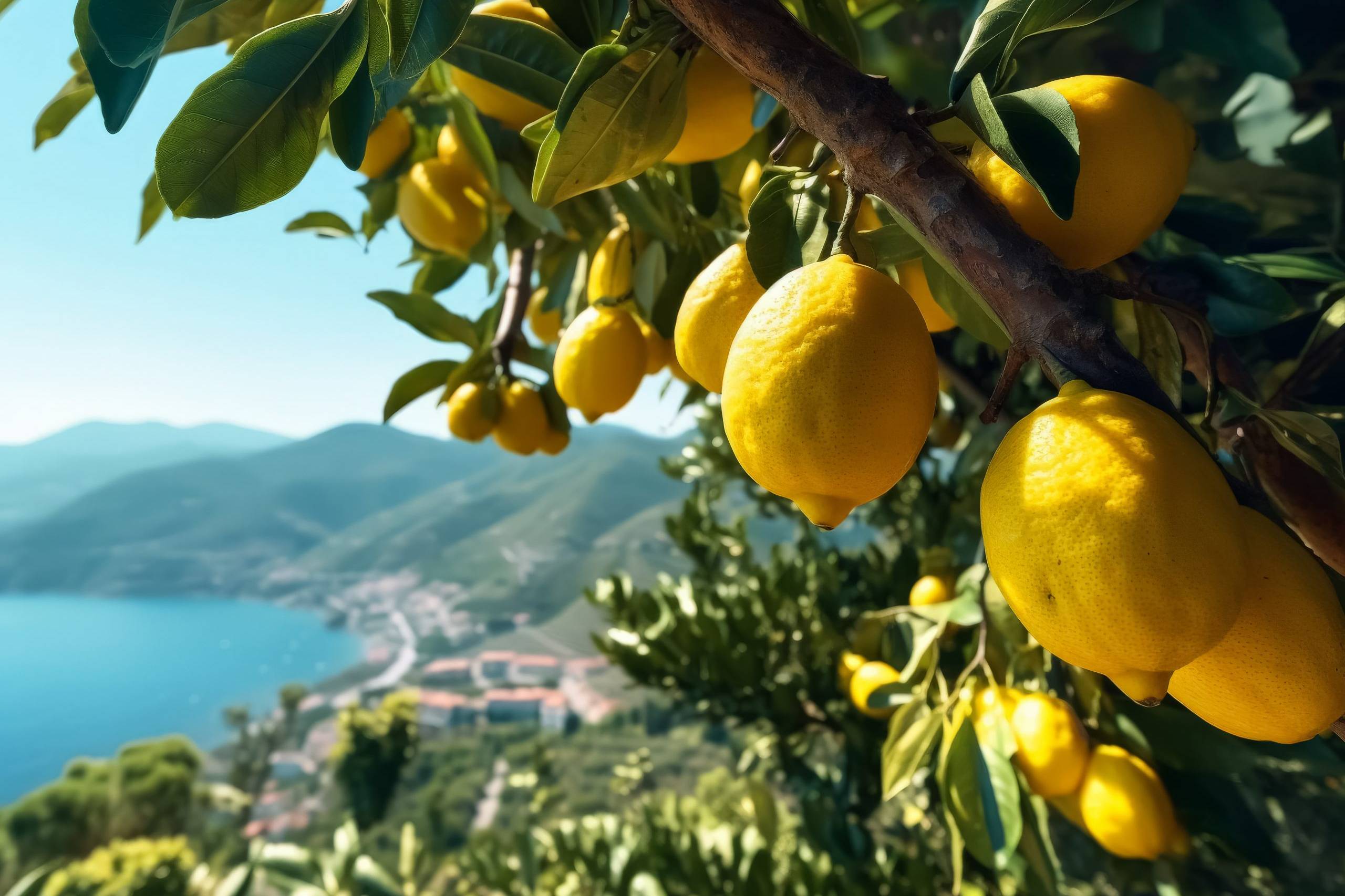 A tree with many lemons on it.