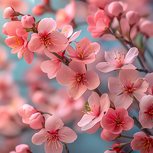 closeup pink flower blurry background almond blossom good news s